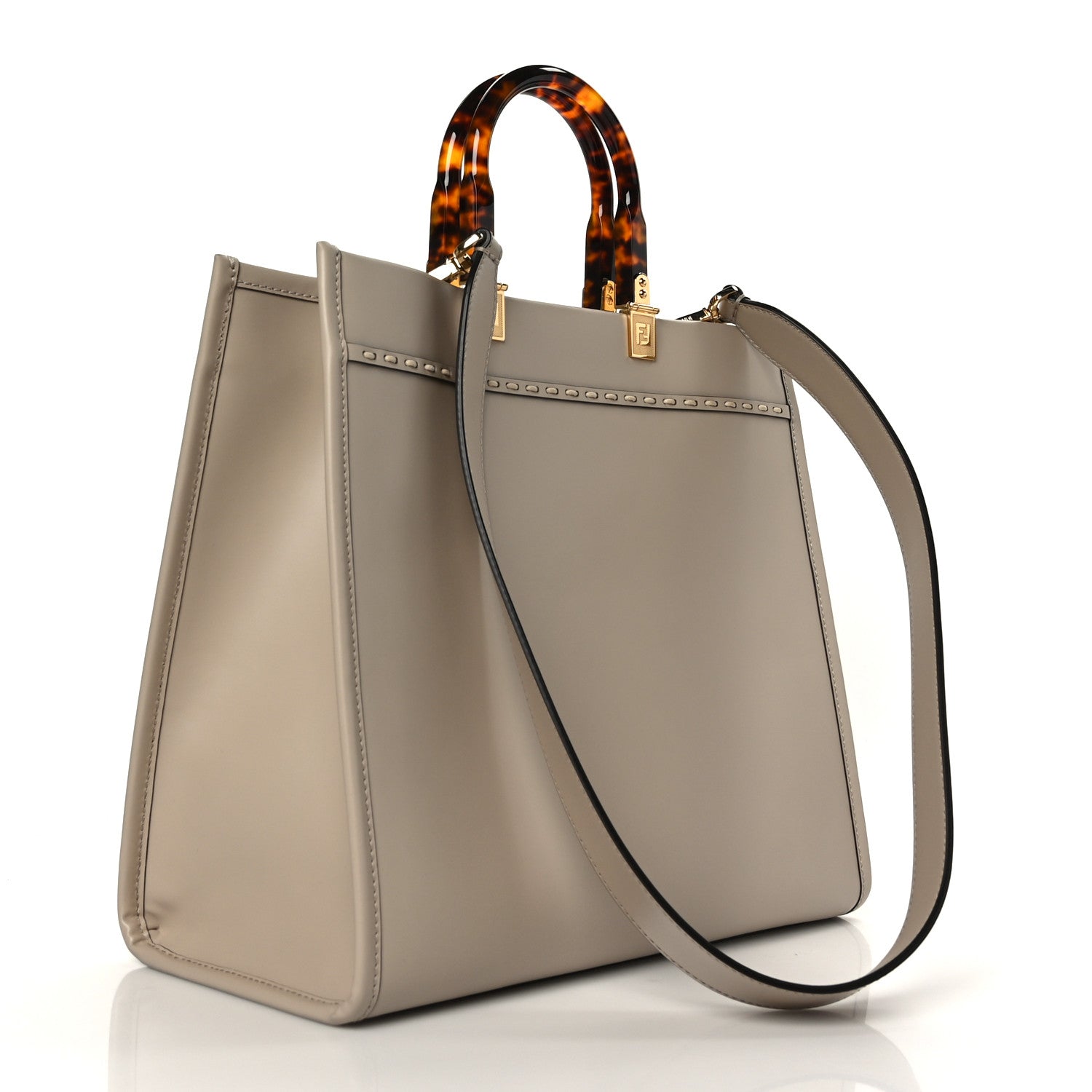 Fendi Vitello King Plexiglass Elaphe Python Print Logo Medium Fendi Sunshine Shopper Tote Nuvola Daisy Roccia 3 of 8