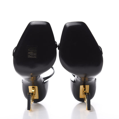 Saint Laurent Patent Calfskin Opyum Sandals 38.5 Black 5 of 8