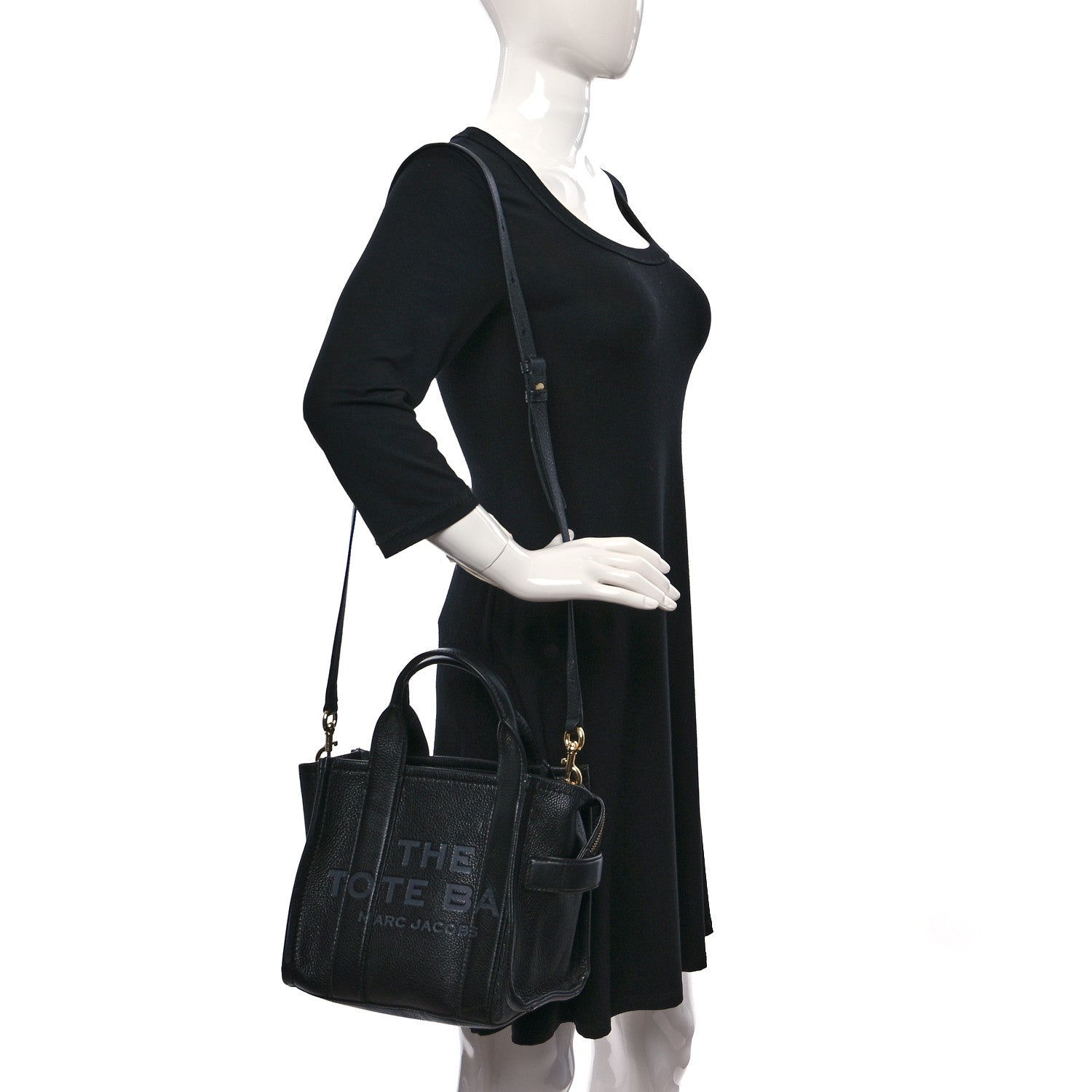 Marc Jacobs Grained Calfskin Small The Tote Bag Black 2 of 8