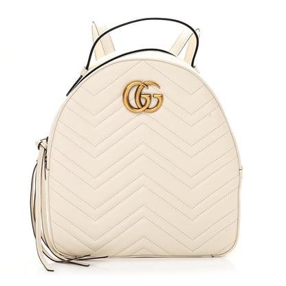 Gucci Calfskin Matelasse GG Marmont Dome Backpack White 1 of 10