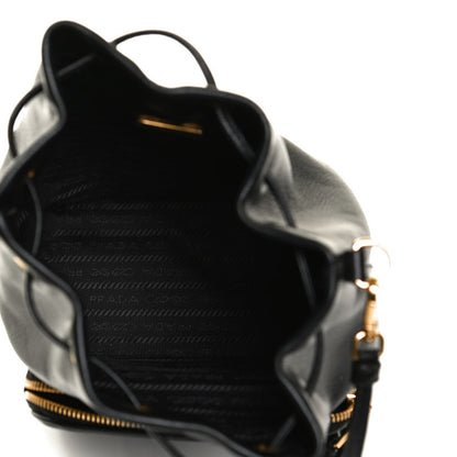 Prada Glace Calfskin Embossed Secchiello Bucket Bag Black 5 of 12