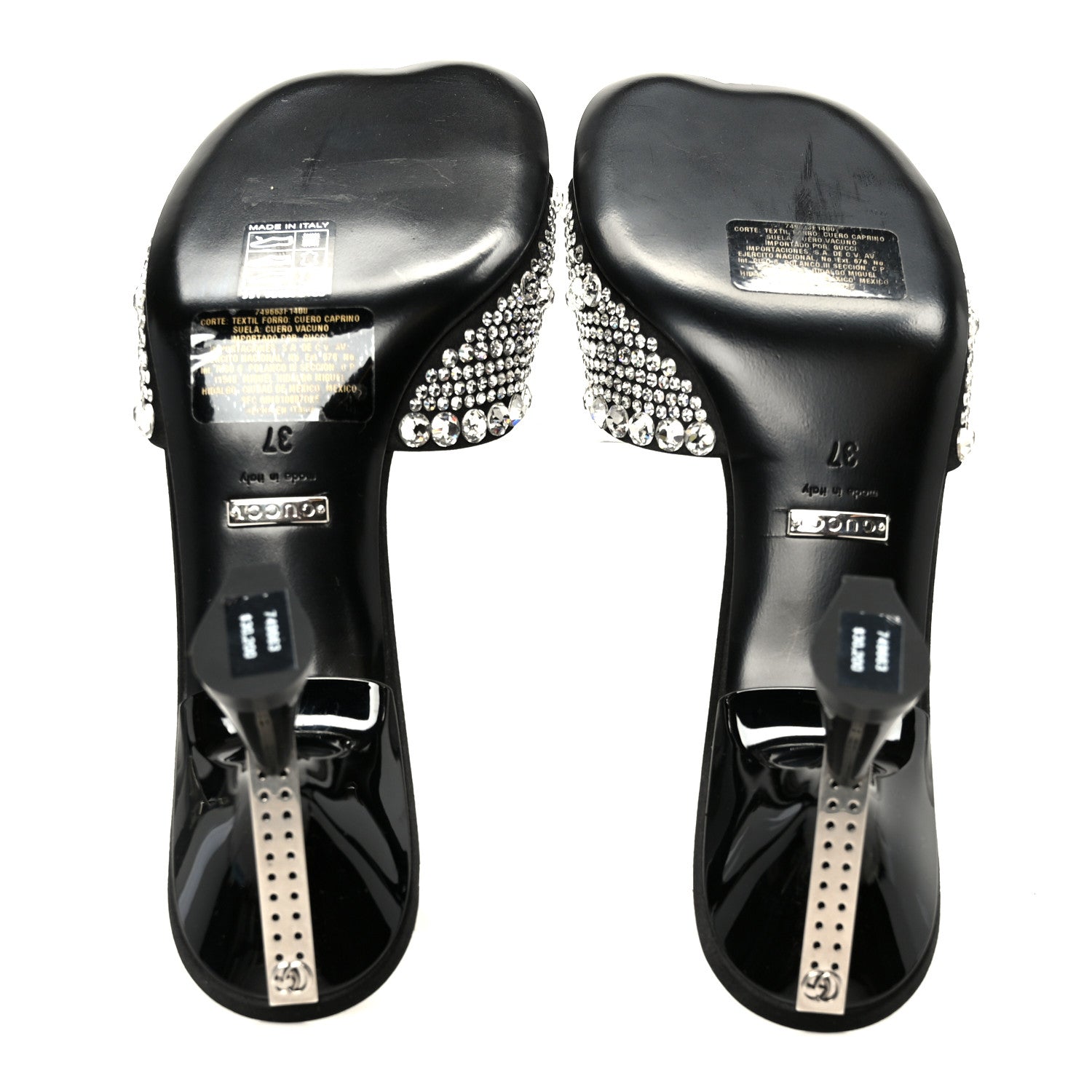 Gucci Satin Crystal 65mm Slide Sandals 37 Black 6 of 9