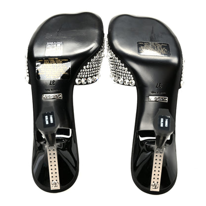Gucci Satin Crystal 65mm Slide Sandals 37 Black 6 of 9