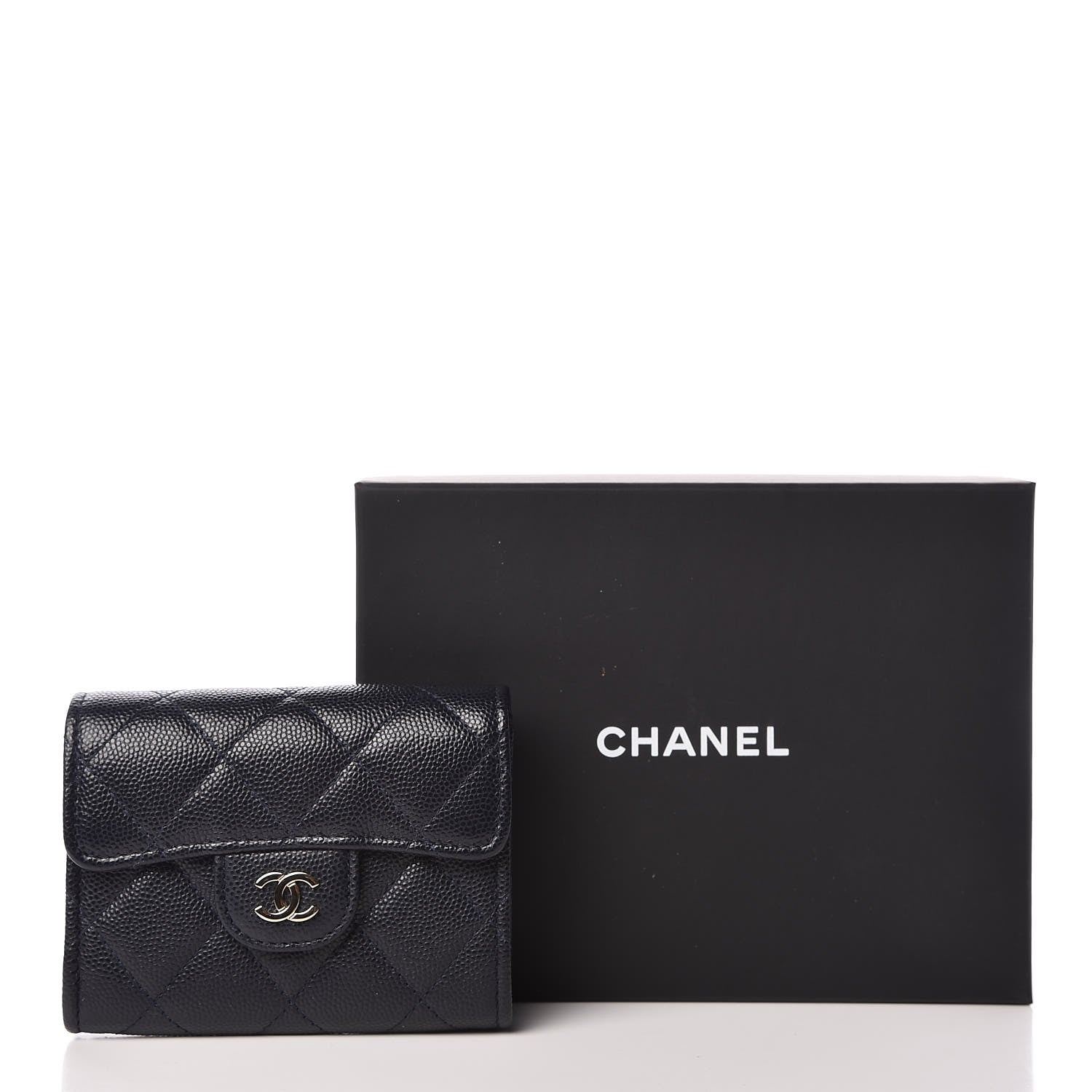 Chanel Caviar Quilted Flap Card Holder Wallet Navy 9 of 9