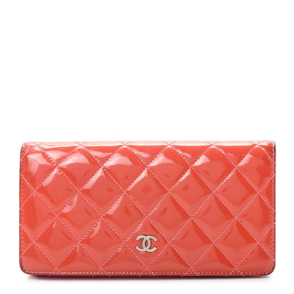 Chanel Patent Calfskin Quilted Yen Wallet Dark Pink 1 of 11