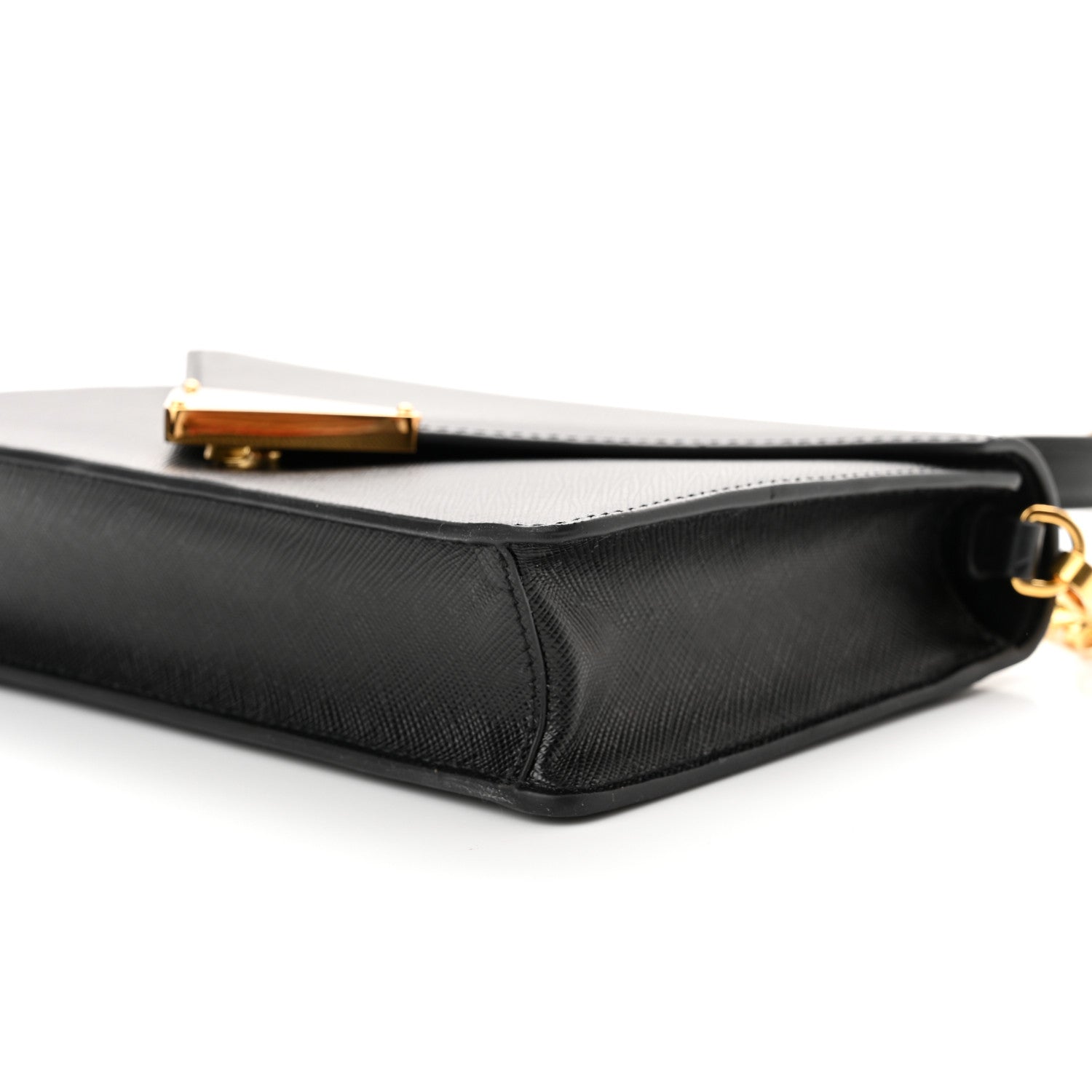 Prada Saffiano Lux Metal Triangle Logo Mini Envelope Chain Shoulder Bag Black 8 of 8