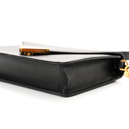 Prada Saffiano Lux Metal Triangle Logo Mini Envelope Chain Shoulder Bag Black 8 of 8