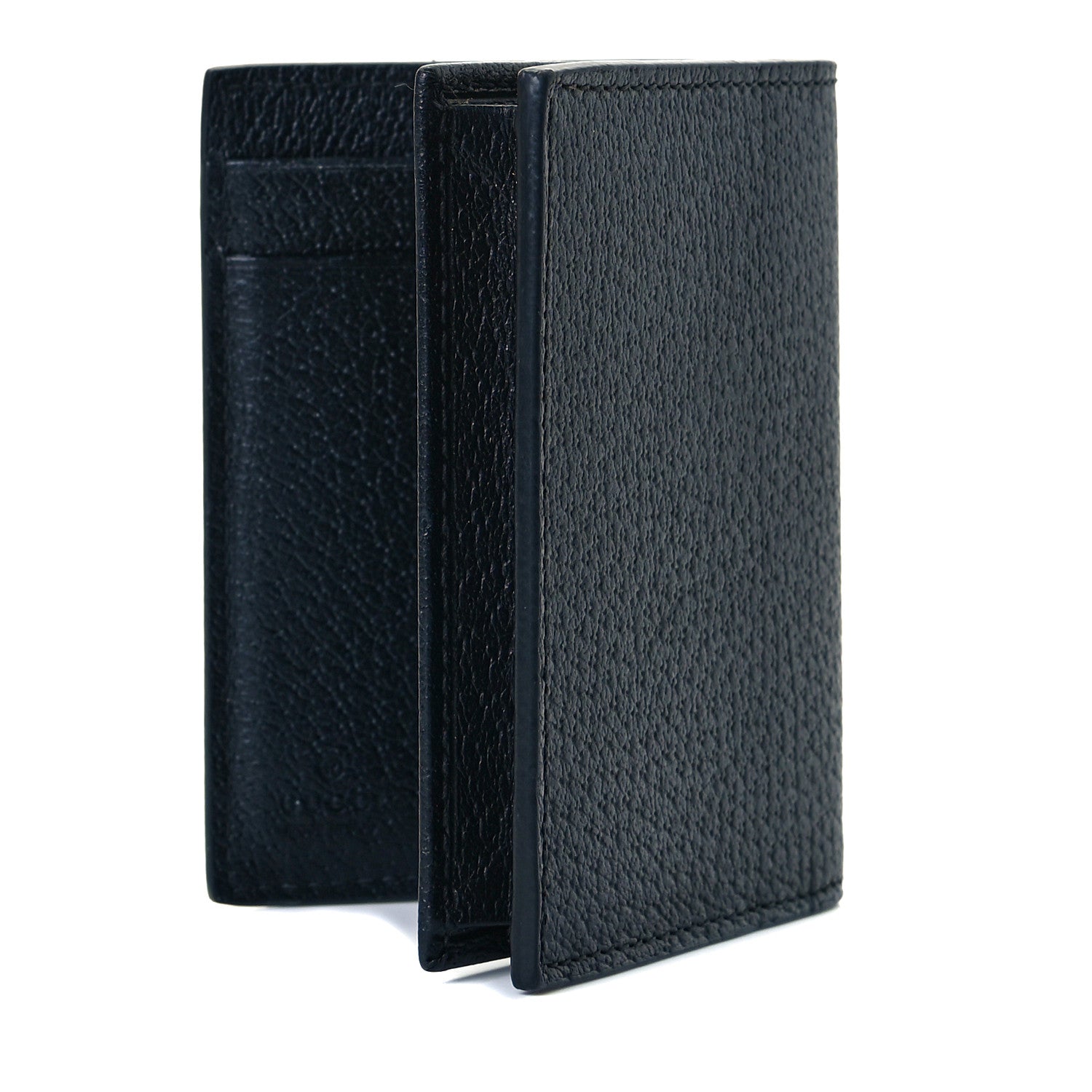 Gucci Calfskin Boar Effect GG Marmont Card Case Black 2 of 8