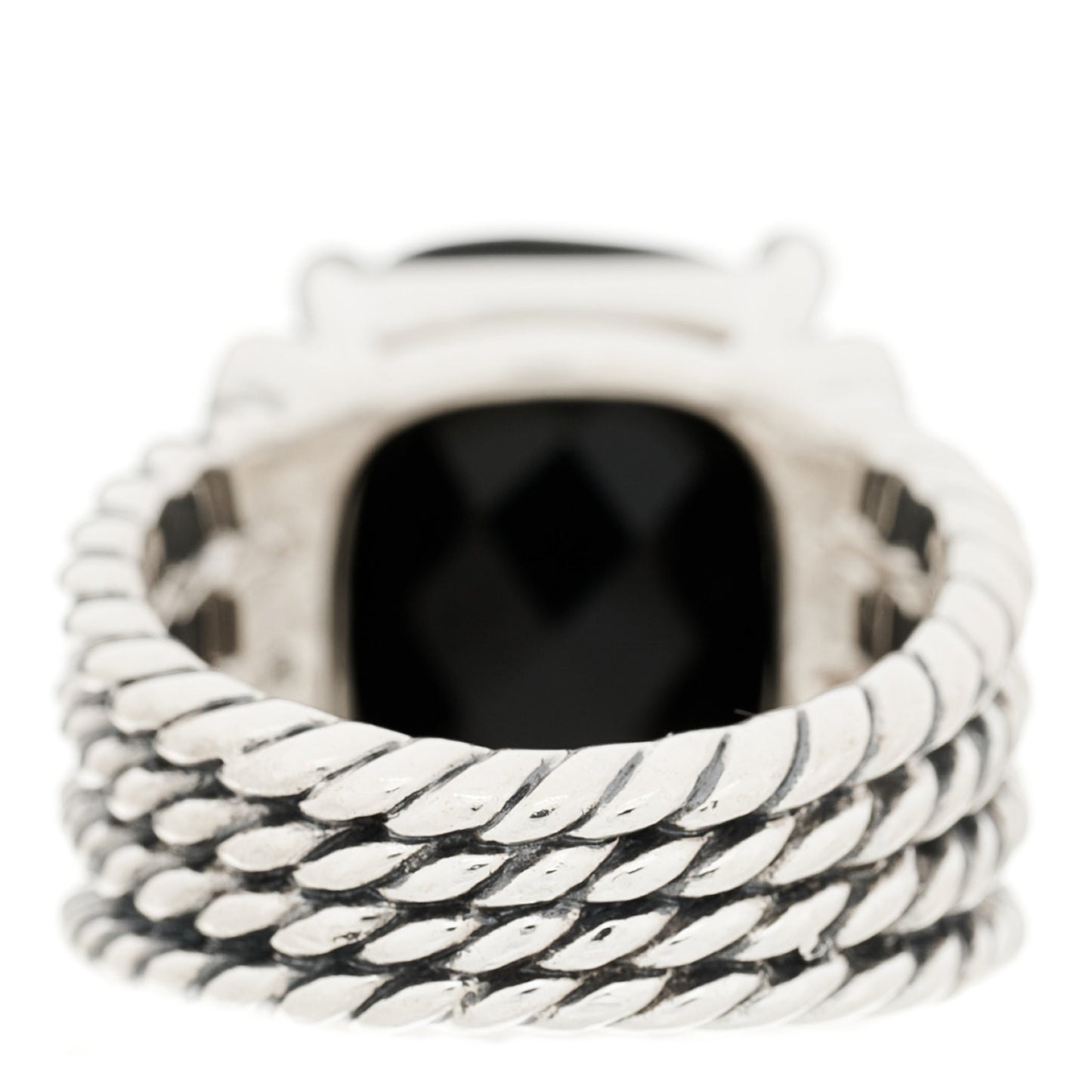Sterling Silver Diamond Black Onyx 16mm Wheaton Ring 52 6