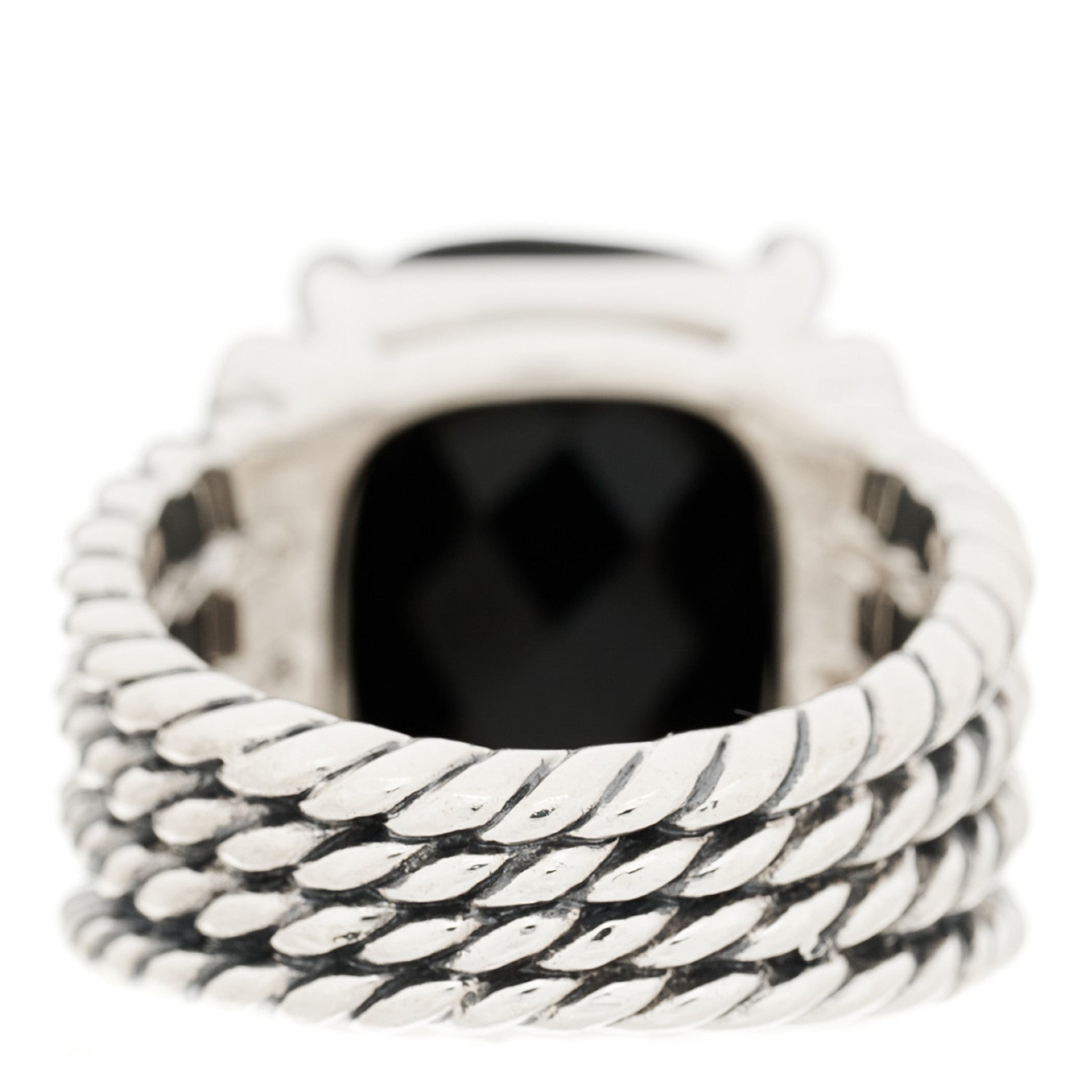 David Yurman Sterling Silver Diamond Black Onyx 16mm Wheaton Ring 52 6 3 of 4