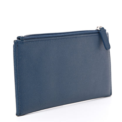 Chanel Caviar CC Button Zip Pouch Blue 2 of 8