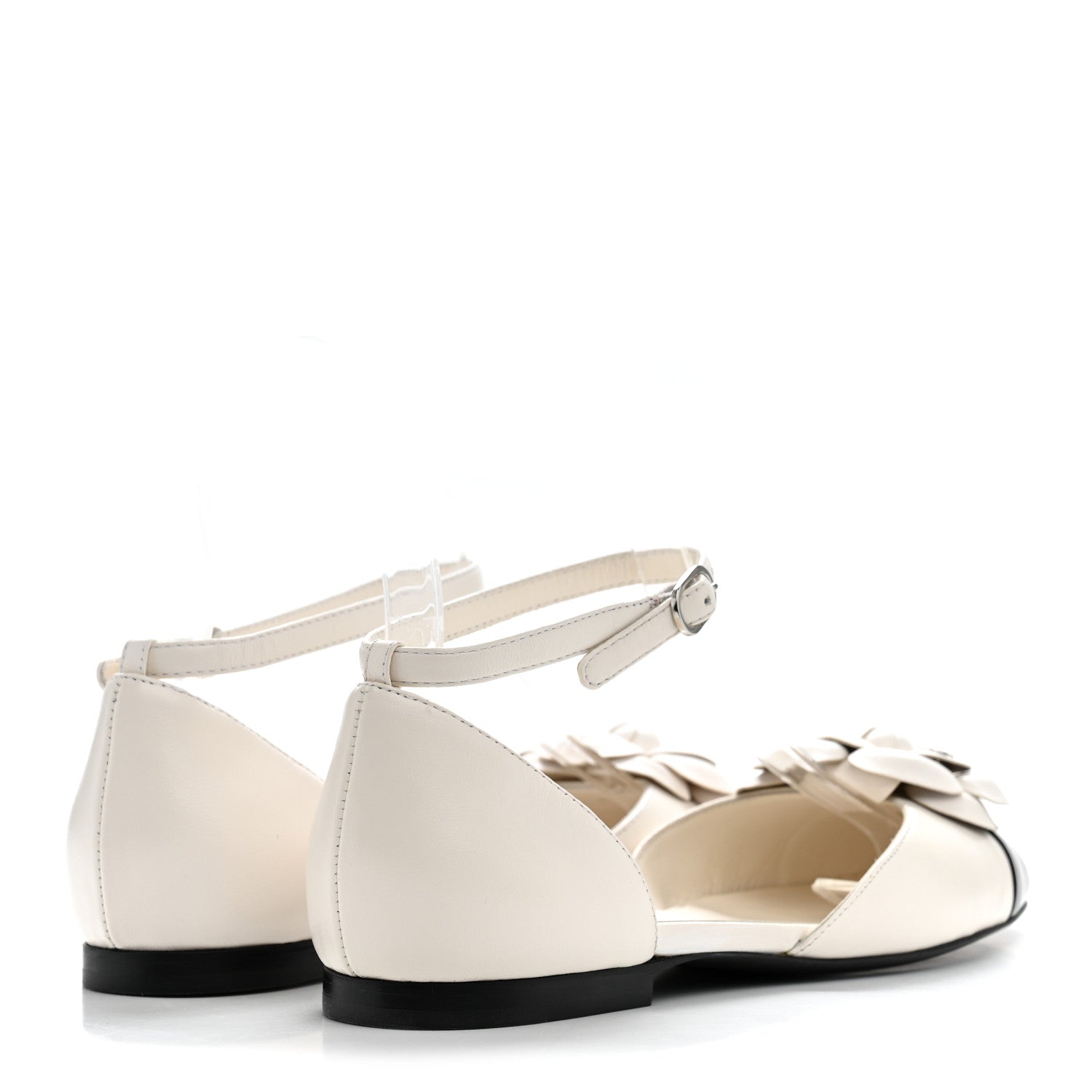 Chanel Lambskin Patent Calfskin Cap Toe Camellia Mary Jane Flats 37 White Black 5 of 10