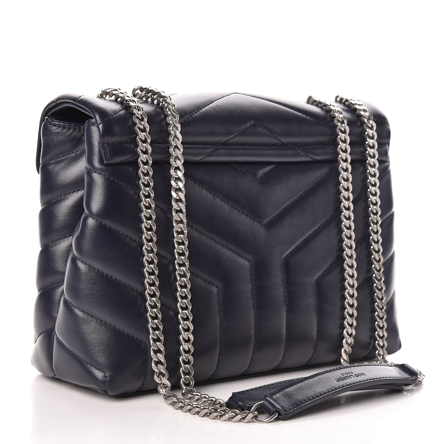 Saint Laurent Calfskin Y Quilted Monogram Small Loulou Chain Satchel Denim Blue 3 of 10