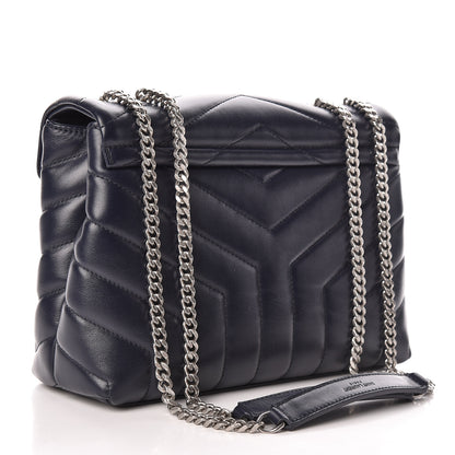 Saint Laurent Calfskin Y Quilted Monogram Small Loulou Chain Satchel Denim Blue 3 of 10