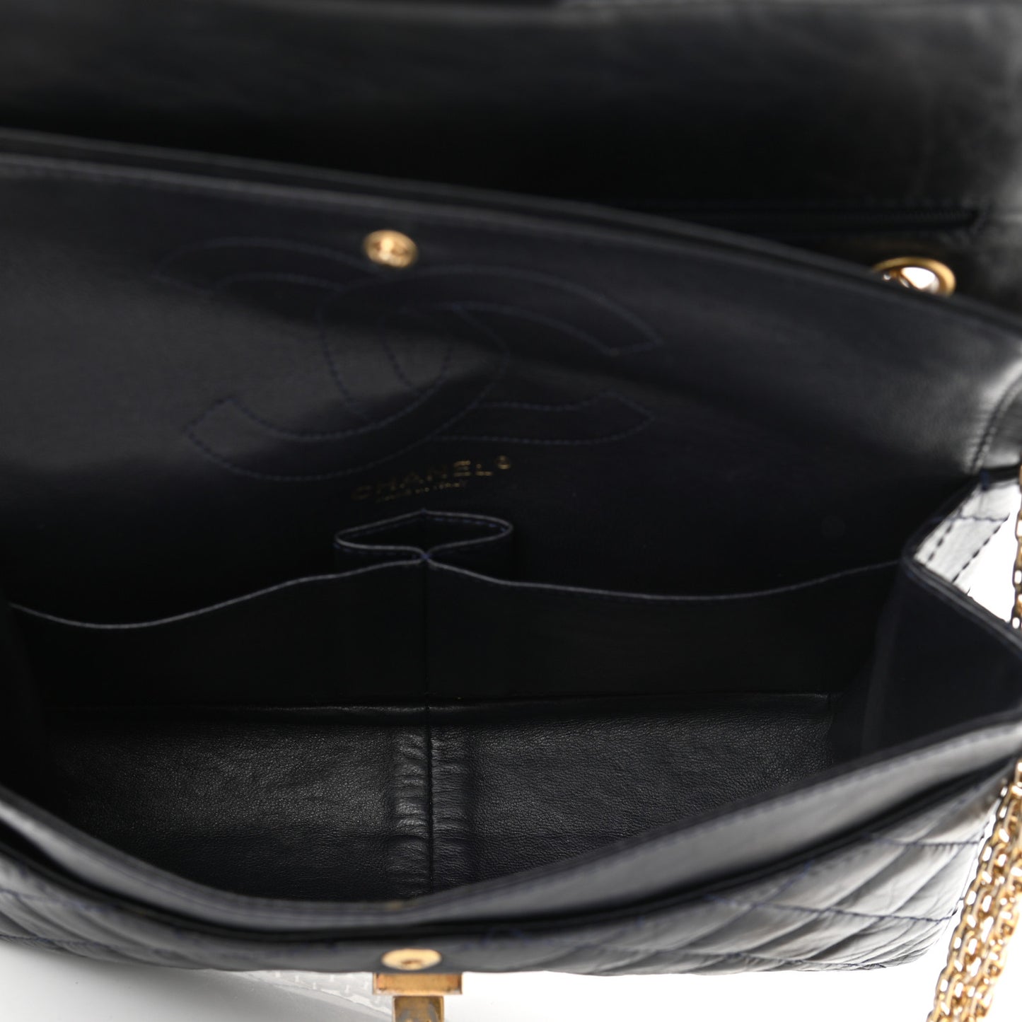 Aged Calfskin Quilted 2.55 Reissue 226 Flap Navy Blue