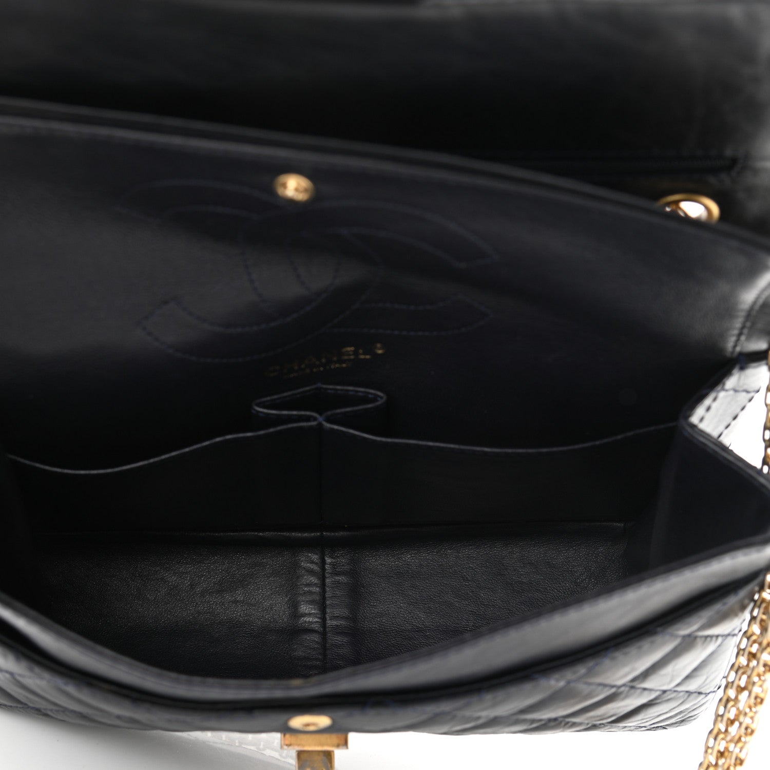 Chanel Aged Calfskin Quilted 2.55 Reissue 226 Flap Navy Blue 5 of 10