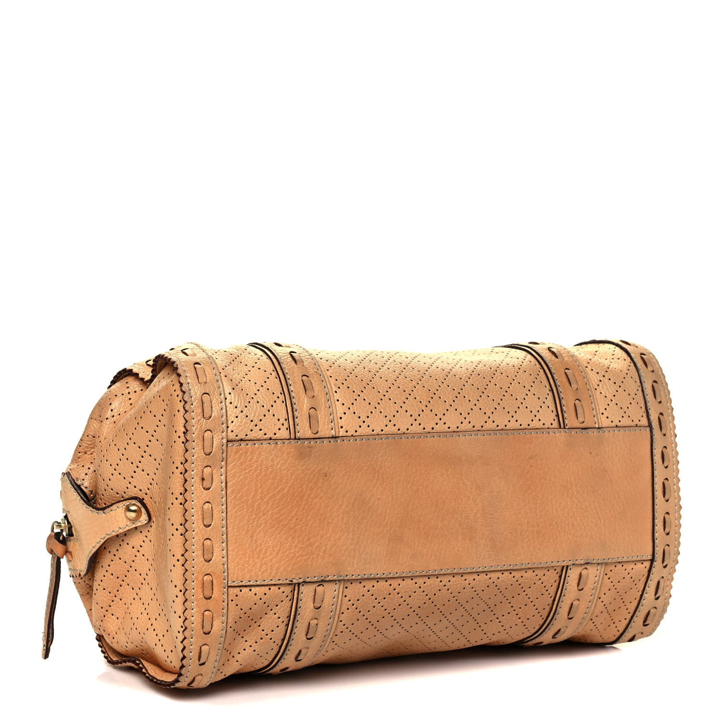 Perforated Calfskin Satchel Brown