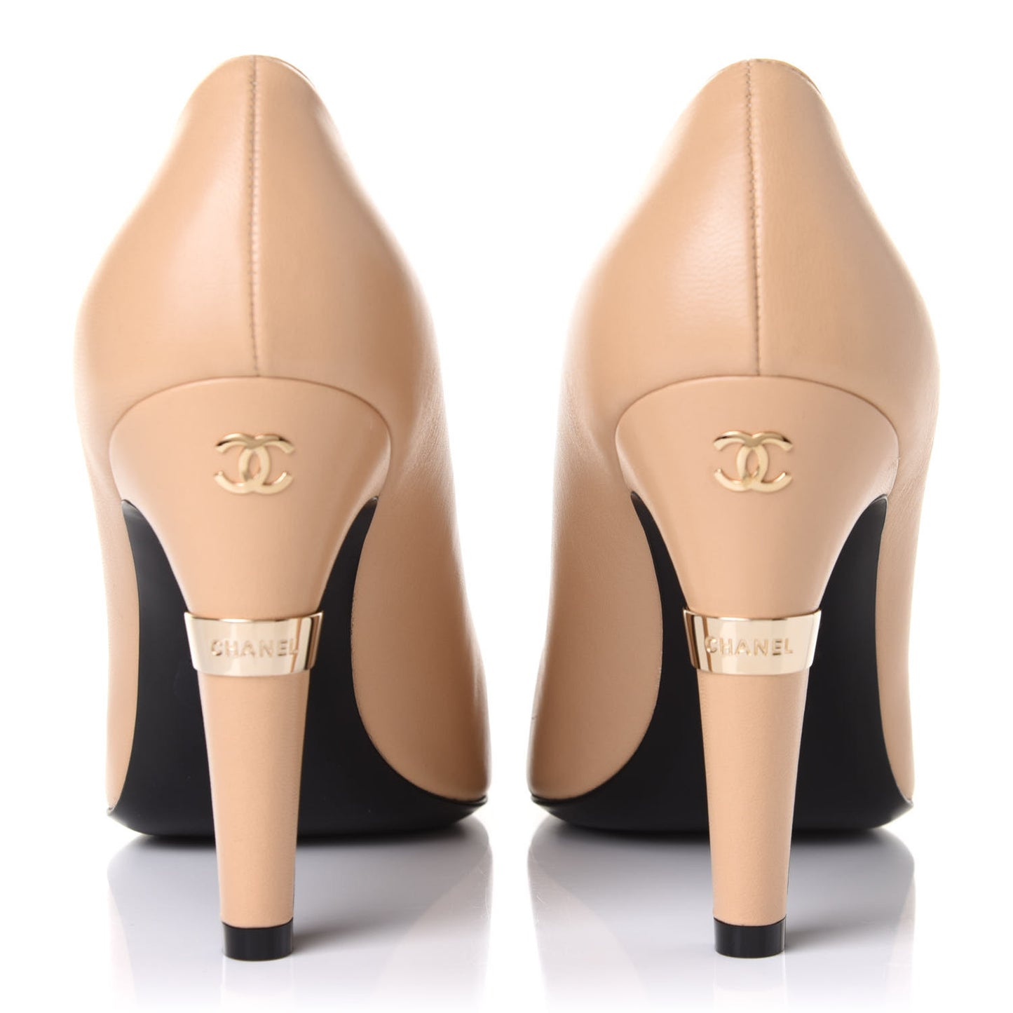 Lambskin Cap Toe Pearl Pumps 37.5 Beige Black