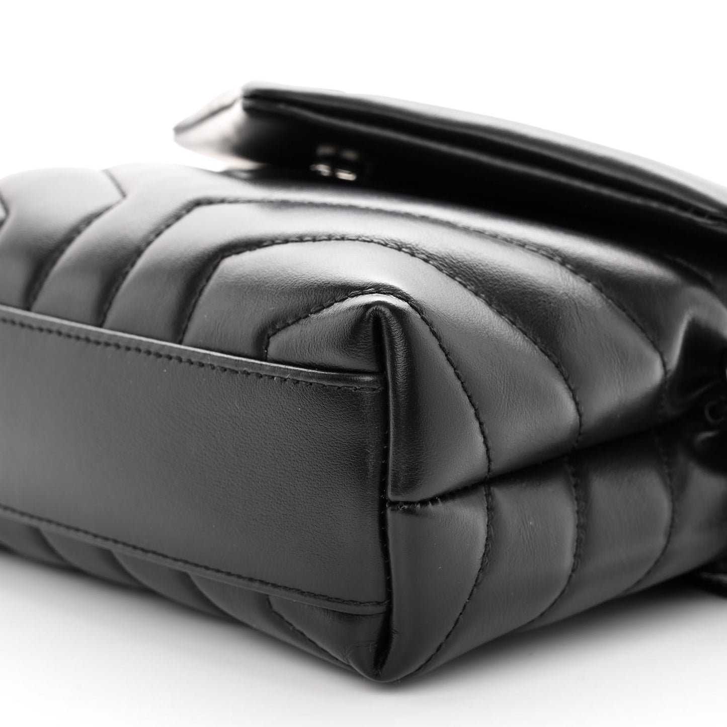 Calfskin Y Quilted Monogram Monochrome Toy Loulou Crossbody Bag Black