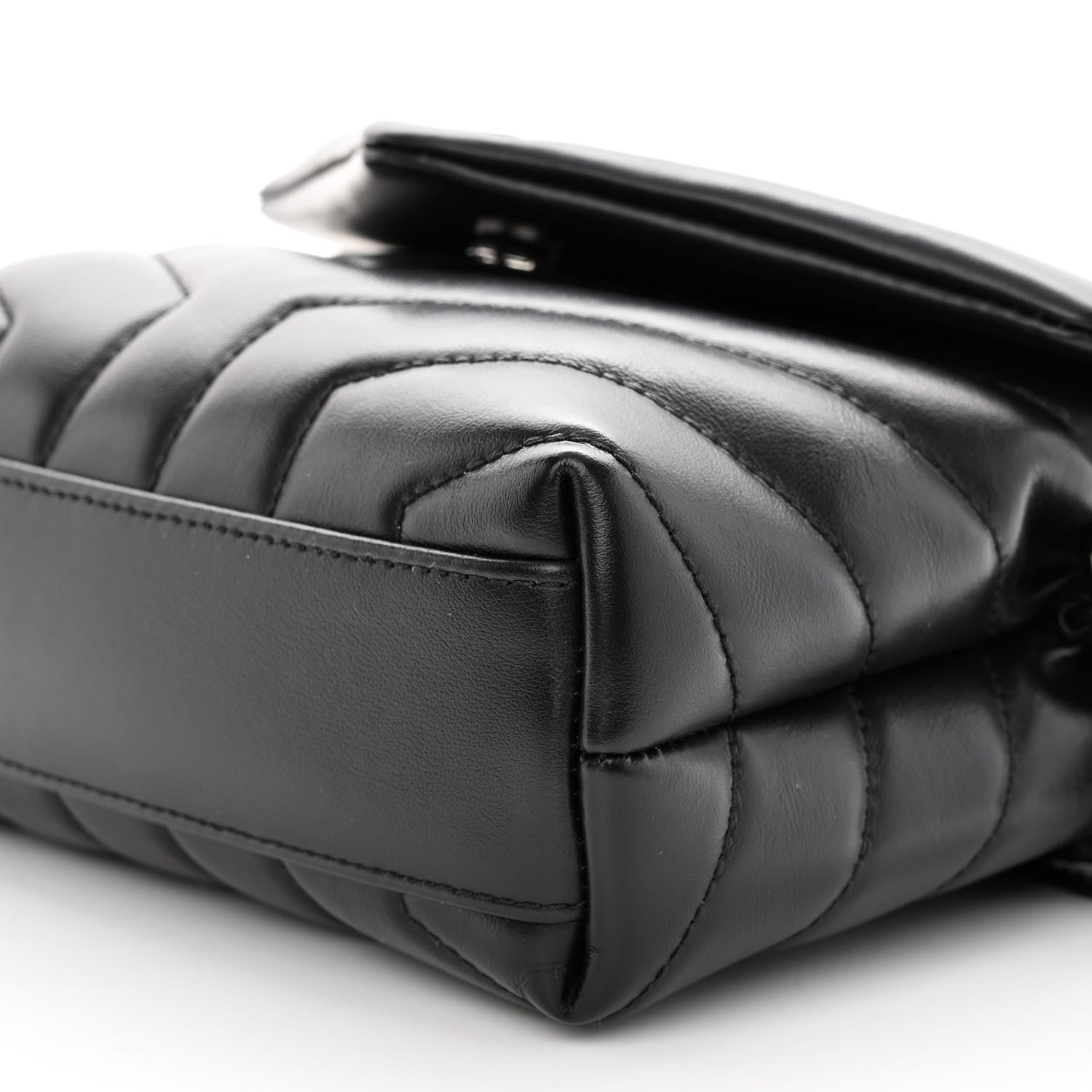 Saint Laurent Calfskin Y Quilted Monogram Monochrome Toy Loulou Crossbody Bag Black 9 of 10