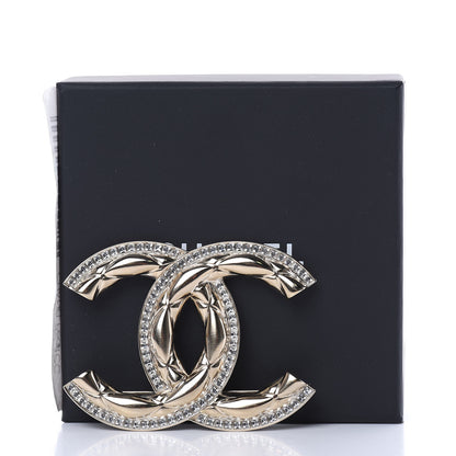 Chanel Baguette Crystal Quilted Vintage Allure CC Brooch Gold 5 of 5