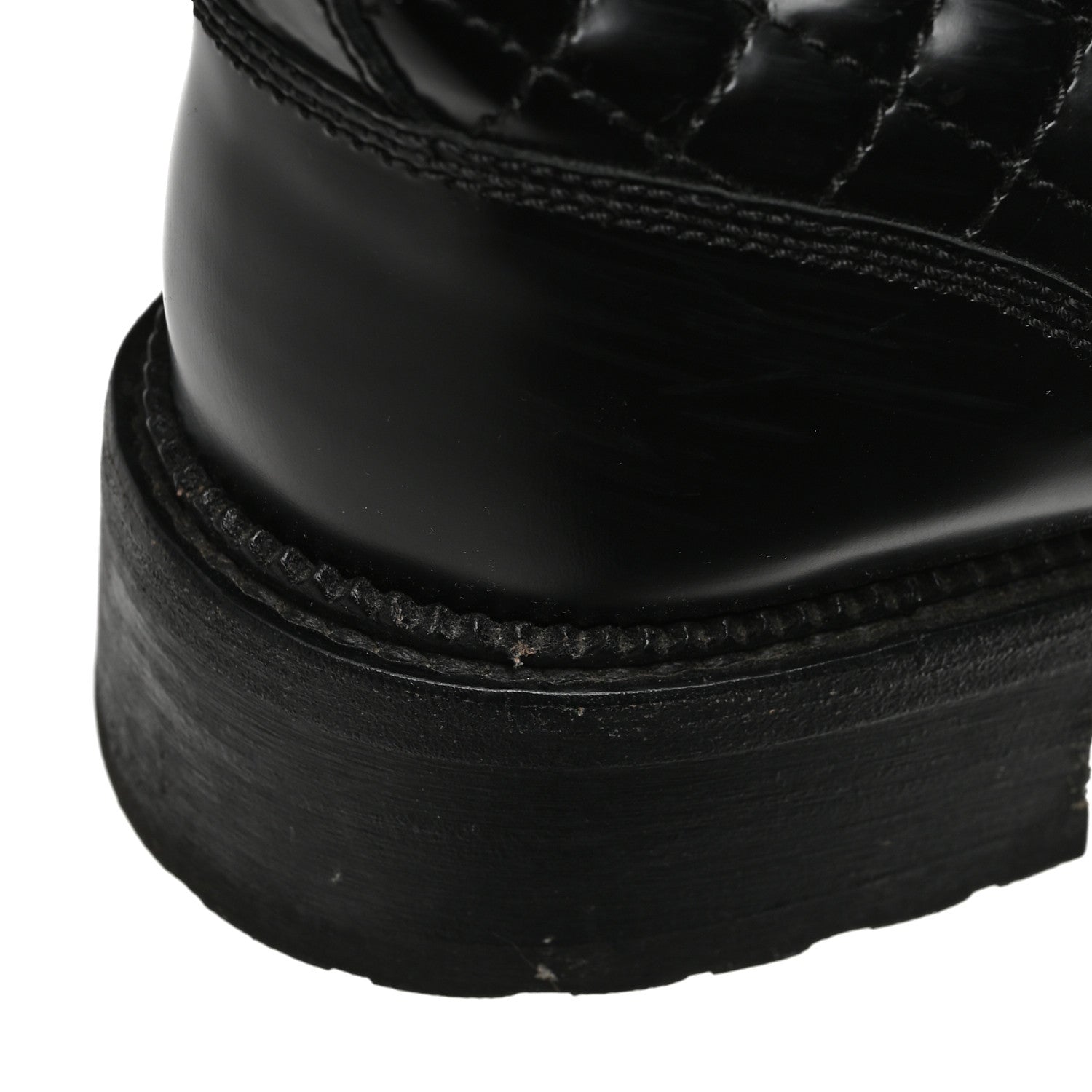 Chanel Calfskin Quilted Lace Up Combat Boots 38.5 Black 10 of 11
