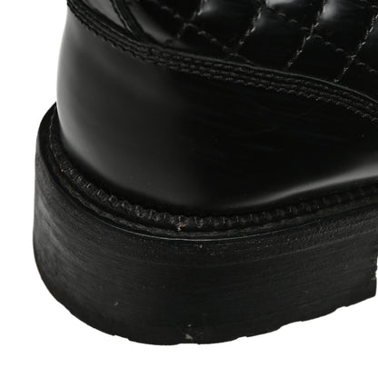 Chanel Calfskin Quilted Lace Up Combat Boots 38.5 Black 10 of 11