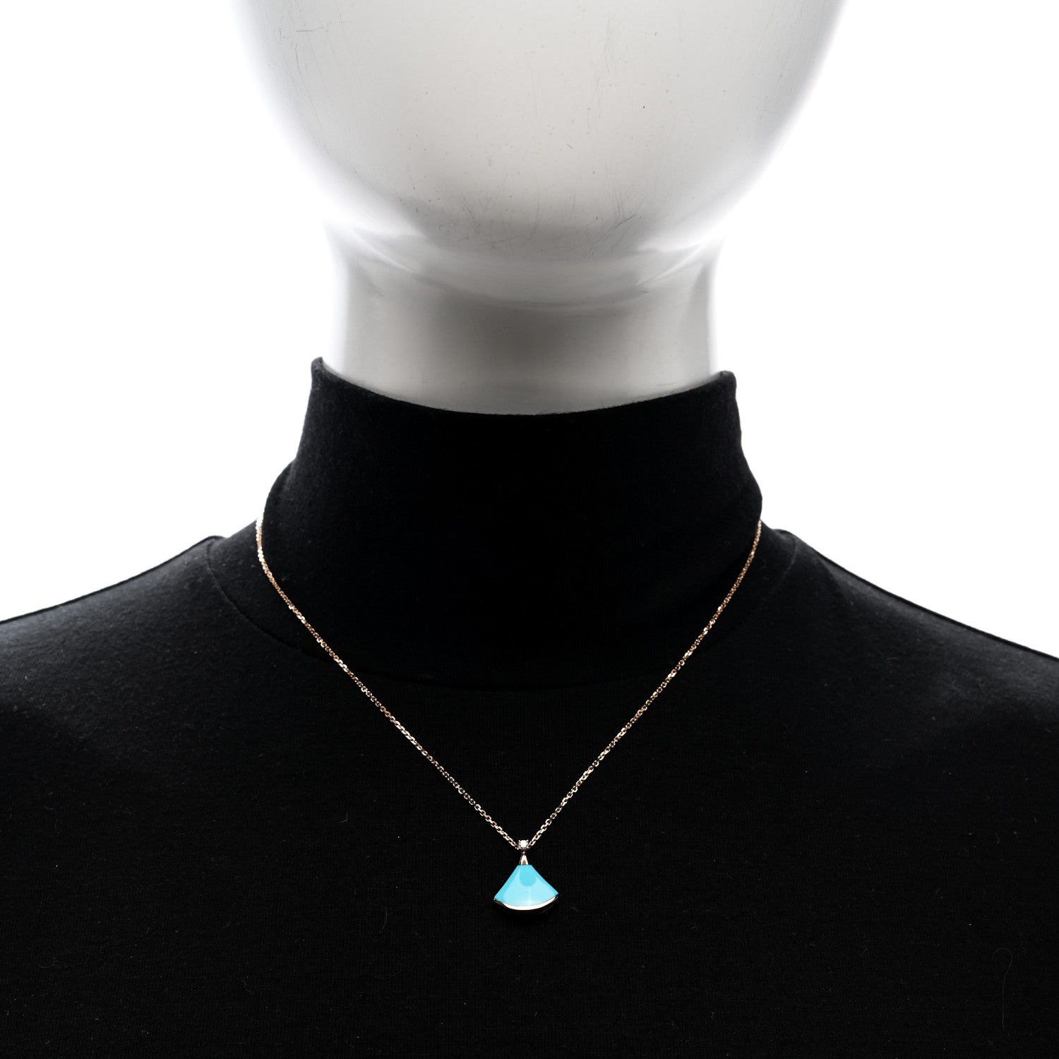 Bulgari 18K Rose Gold Diamond Turquoise Divas' Dream Pendant Necklace 2 of 5