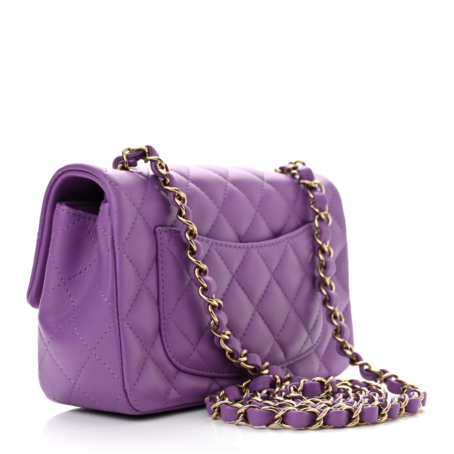 Chanel Lambskin Quilted Mini Rectangular Flap Purple 3 of 10