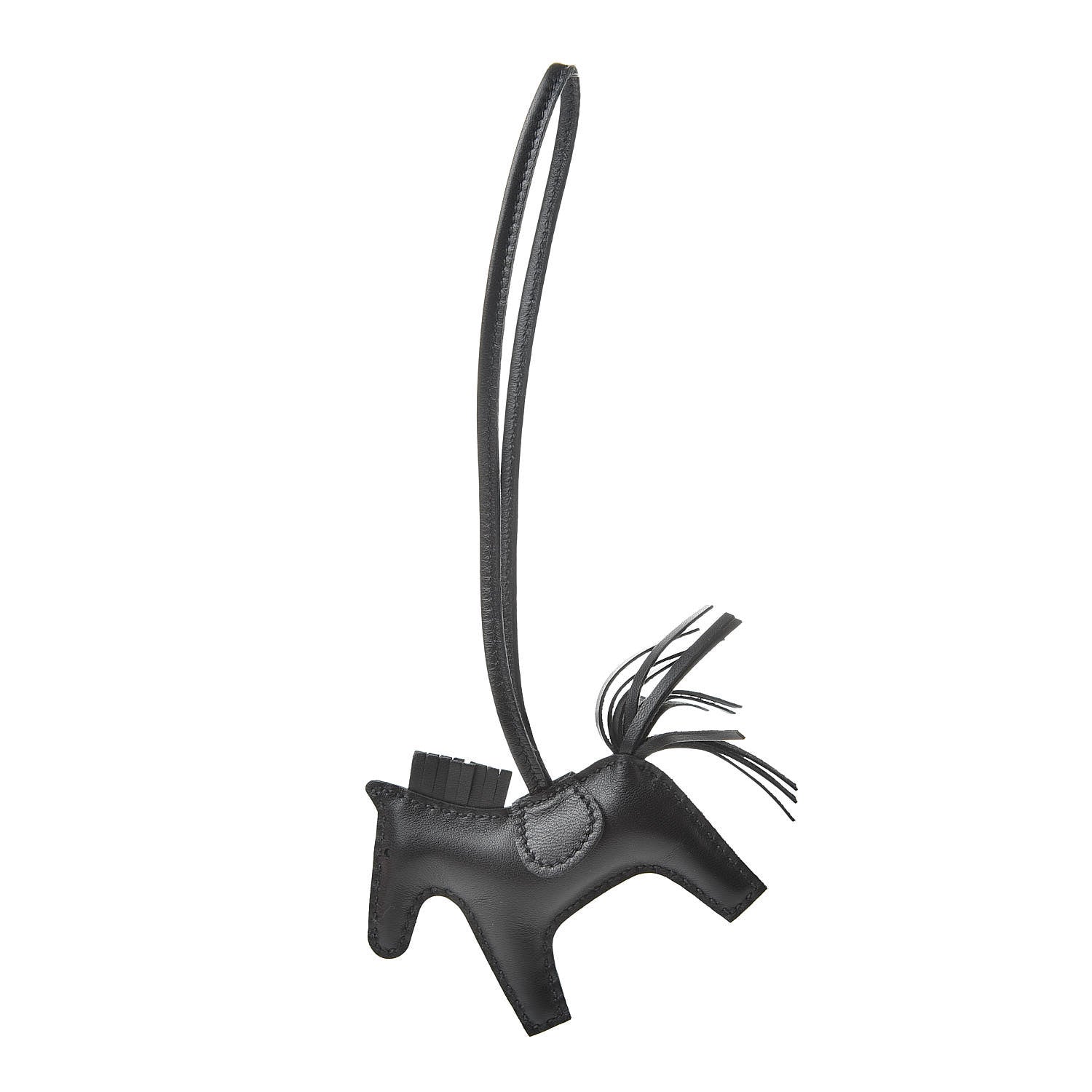 Hermes Milo Lambskin Grigri Rodeo Horse Bag Charm PM So Black 1 of 5