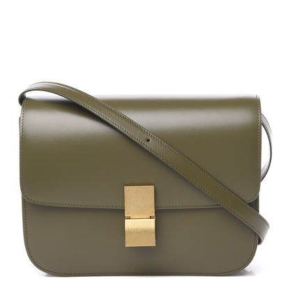 Celine Box Calfskin Medium Classic Box Flap Bag Army Green 1 of 9