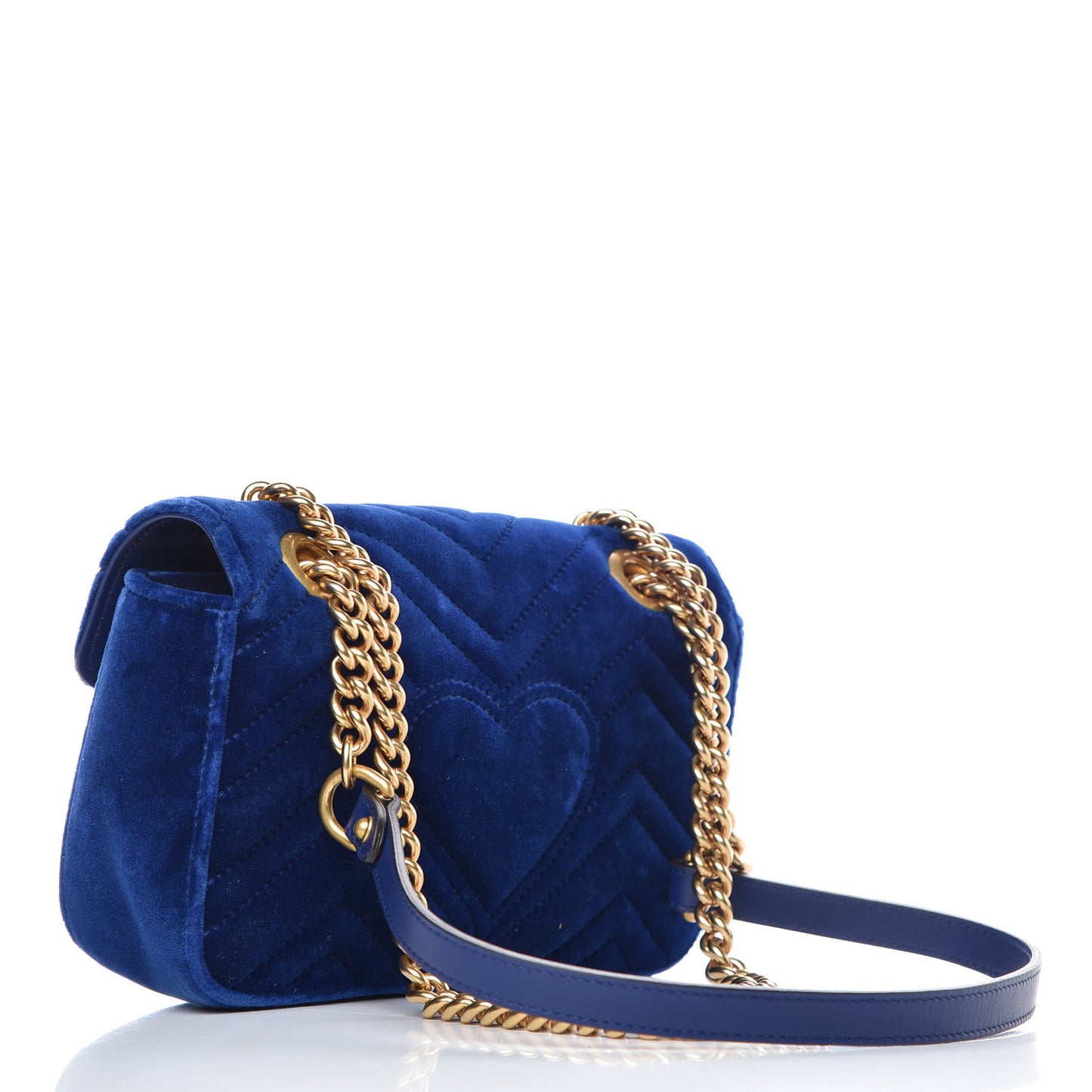 Velvet Matelasse Mini GG Marmont Shoulder Bag Cobalt Blue