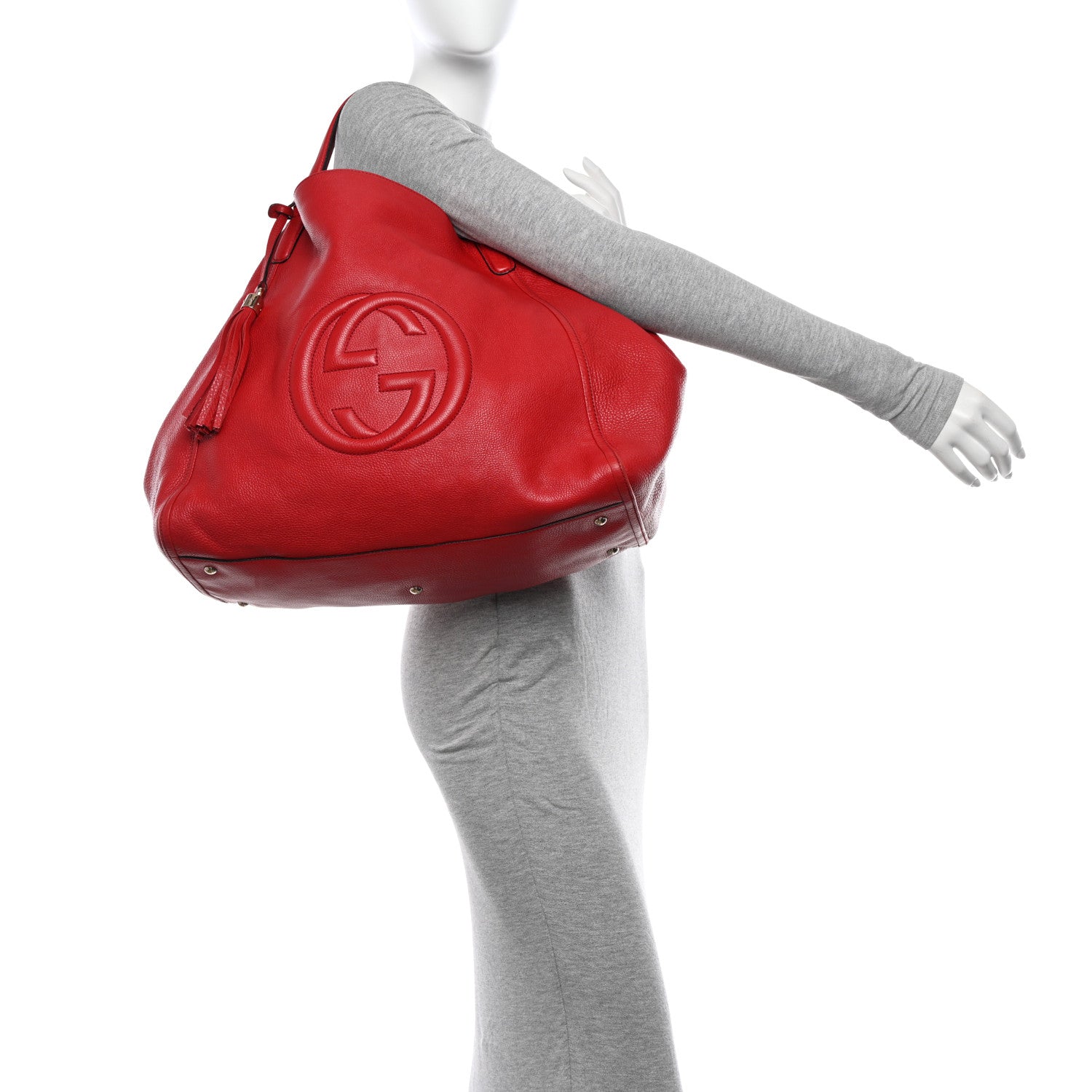 Gucci Pebbled Calfskin Large Soho Shoulder Bag Red Red 2 of 17