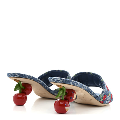 Louis Vuitton LV X TM Monogram Denim Cerises Lily Mules 37 Blue 5 of 9