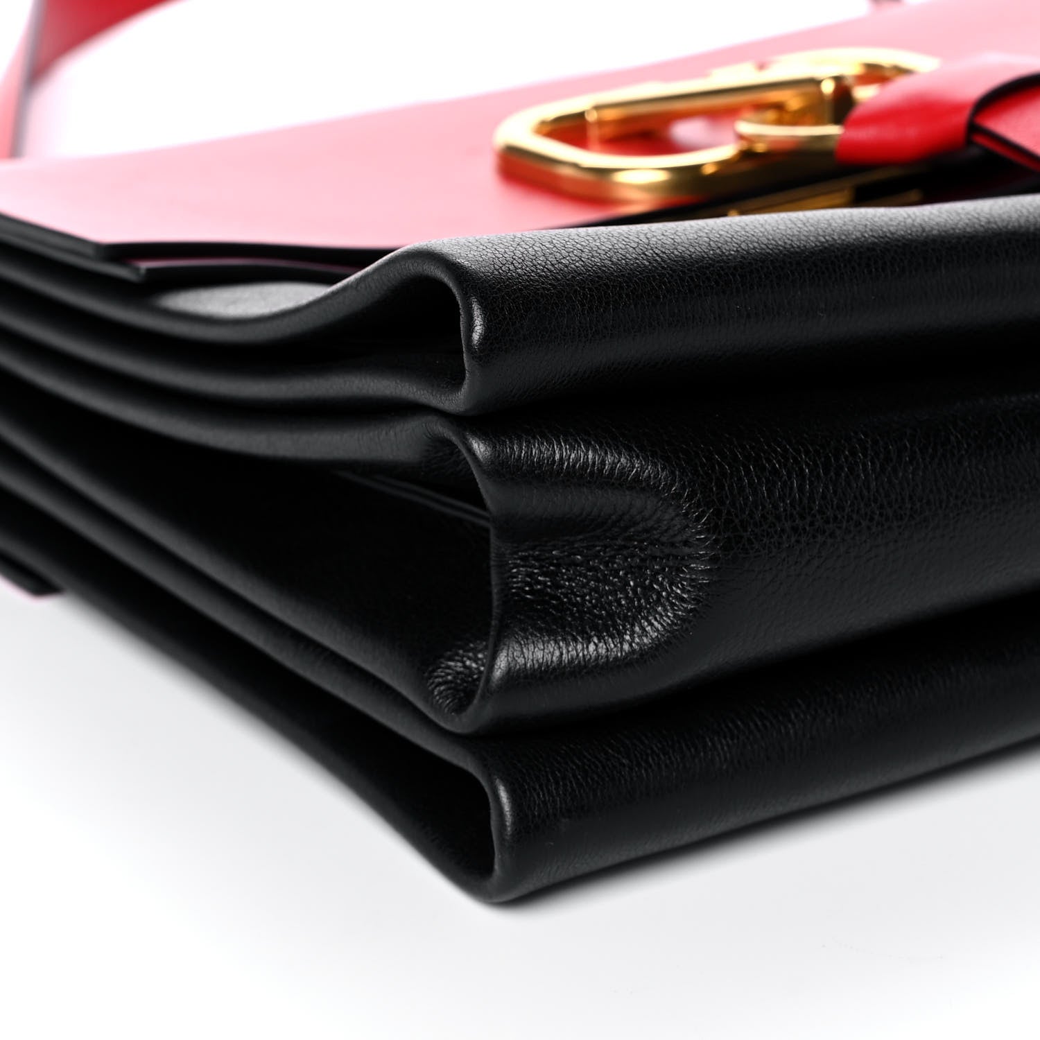Valentino Garavani Smooth Calfskin Medium Vring Shoulder Bag Rouge Pur Cerise Black 8 of 12