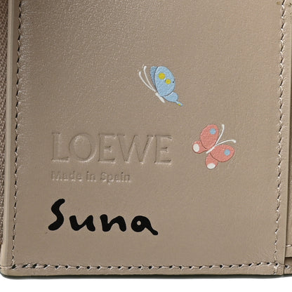 Loewe X SUNA FUJITA Satin Calfskin Panda Trifold Wallet Bottle Green 6 of 8