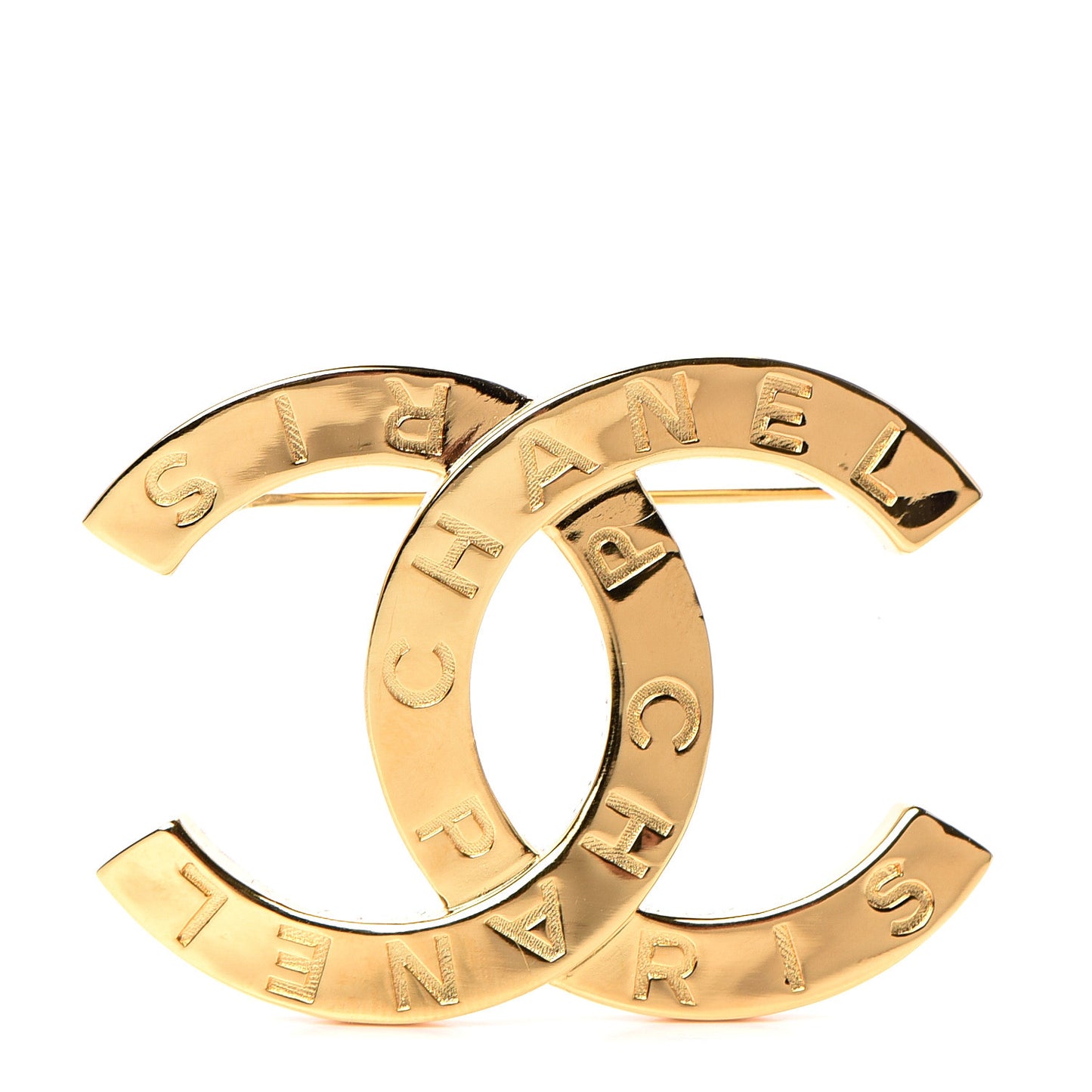 Metal Paris Button CC Large Brooch Gold