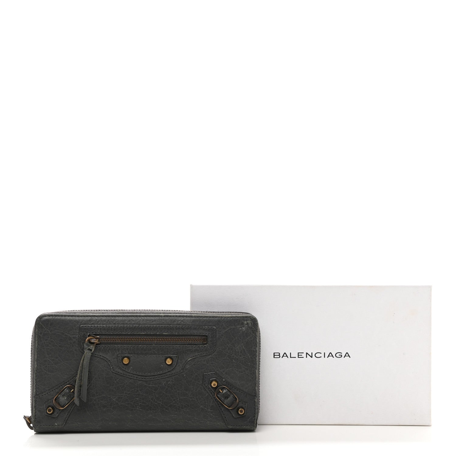 Balenciaga Agneau Classic Hardware Continental Zip Around Wallet Gris Tarmac 8 of 8