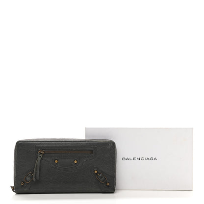 Balenciaga Agneau Classic Hardware Continental Zip Around Wallet Gris Tarmac 8 of 8