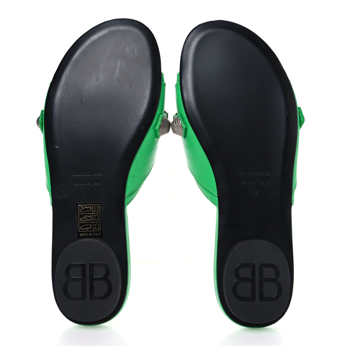 Agneau Arena Cagole Flat Slide Sandals 37 Vivid Green
