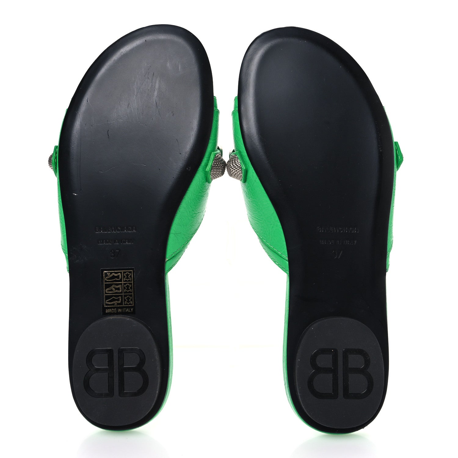 Balenciaga Agneau Arena Cagole Flat Slide Sandals 37 Vivid Green 7 of 10