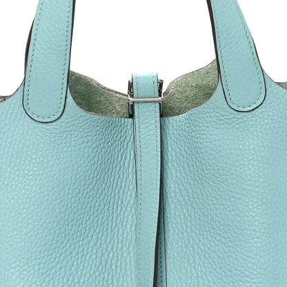 Hermes Taurillon Clemence Picotin Lock 18 PM Bleu Atoll 8 of 13