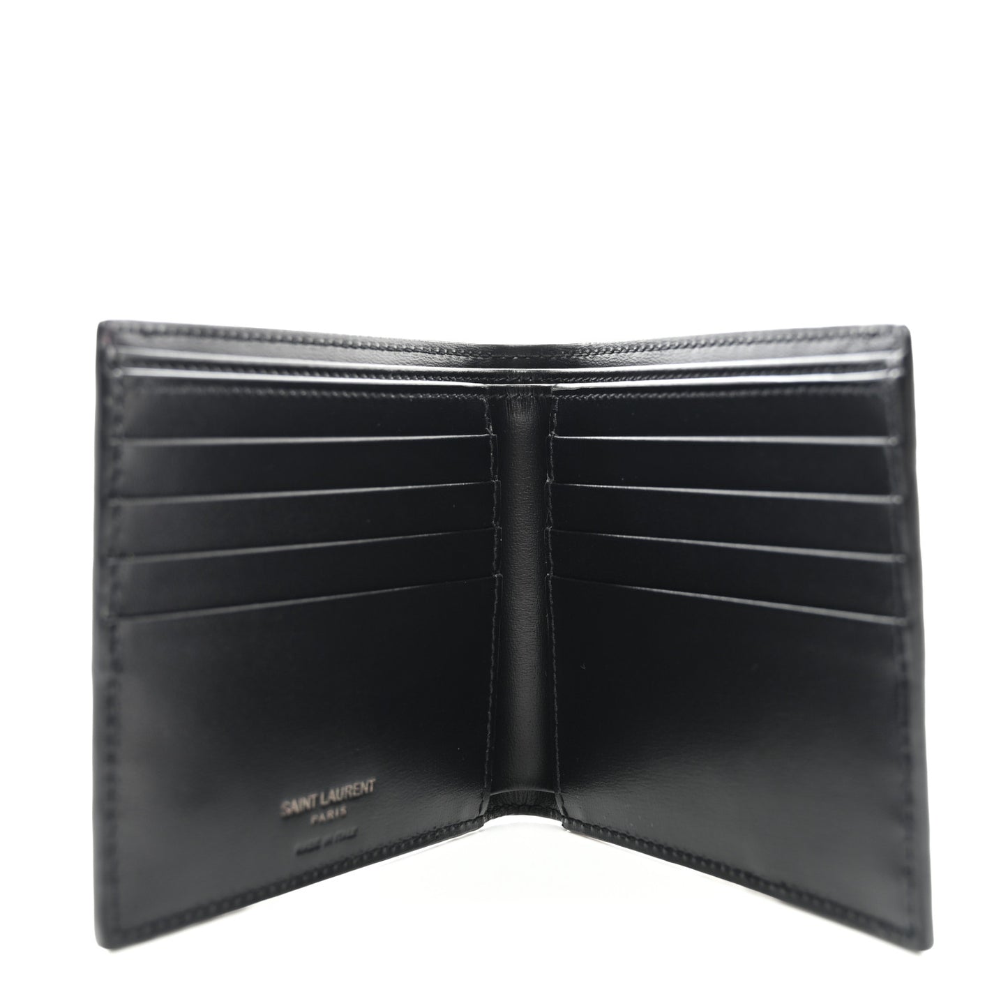 Matte Calfskin Tiny Cassandre East West Wallet Black