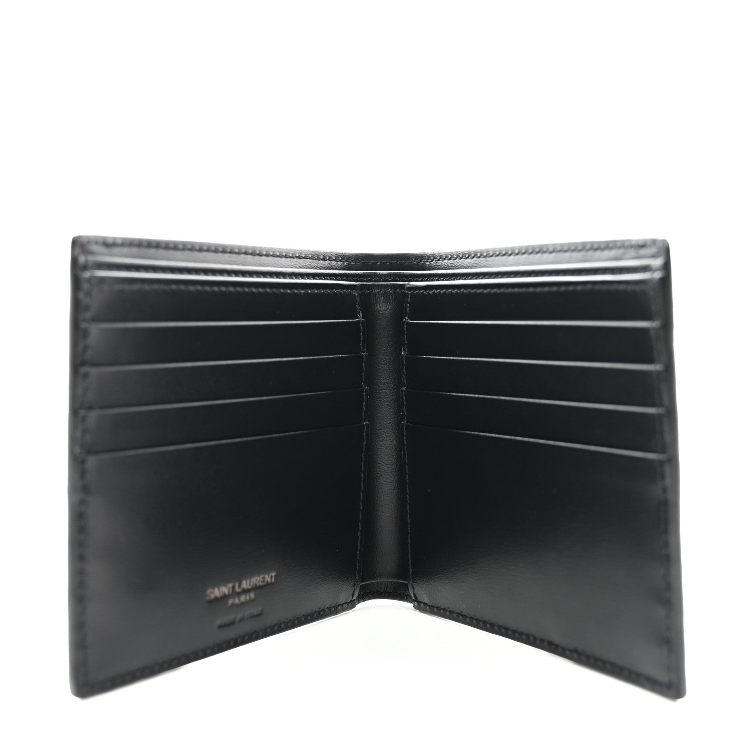 Saint Laurent Matte Calfskin Tiny Cassandre East West Wallet Black 5 of 7