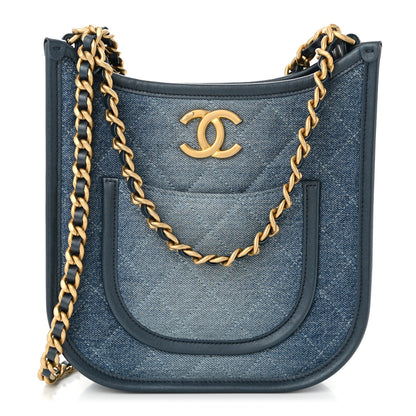Chanel Washed Denim Quilted Small Hobo Blue 1 of 10