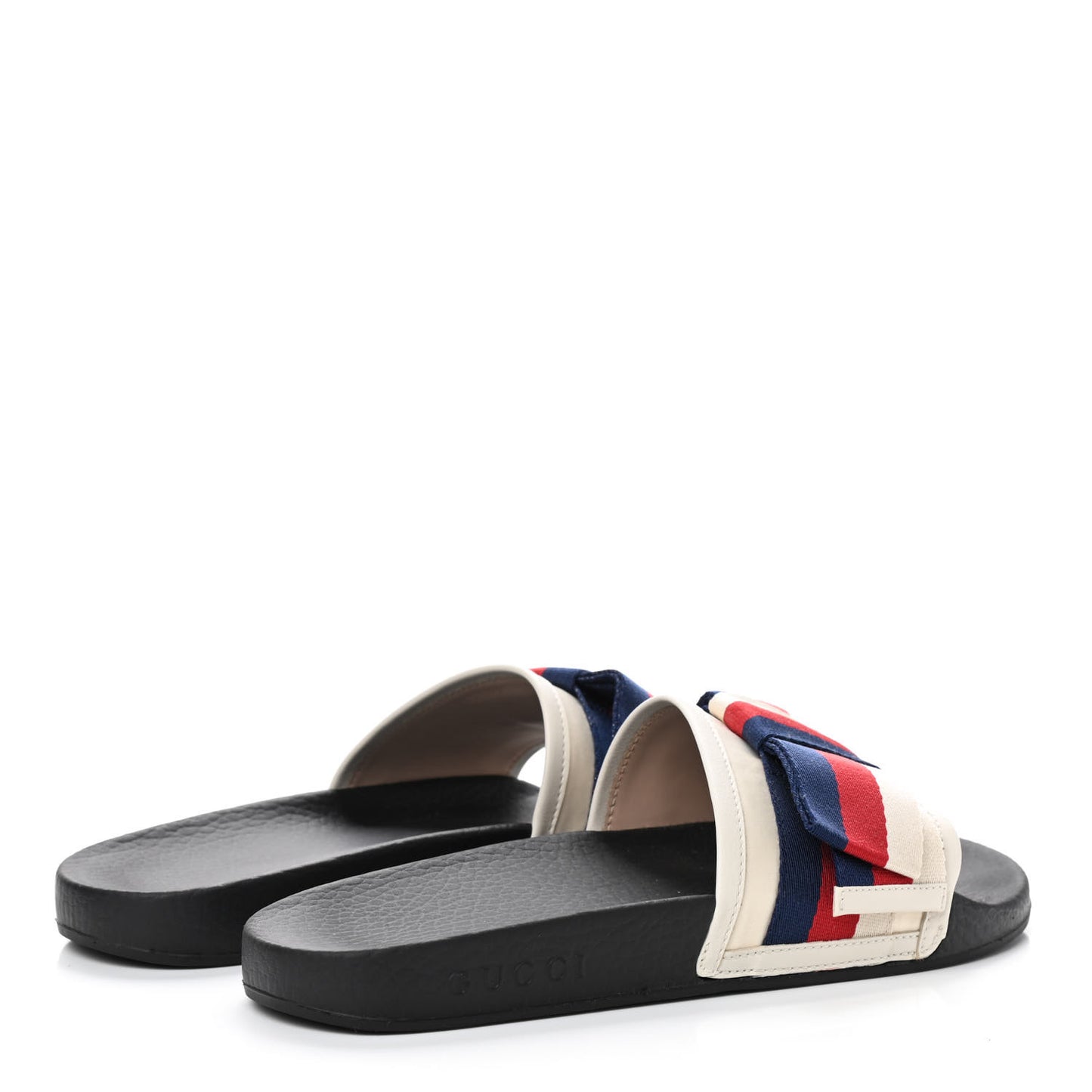 Satin Web Sylvie Bow Slide Sandals 38 White