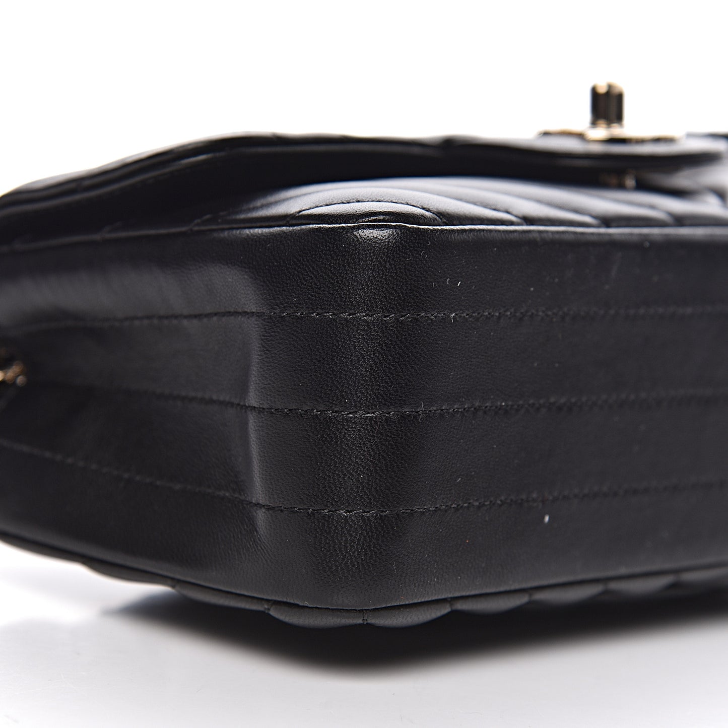Lambskin Chevron Quilted Mini Rectangular Flap Black