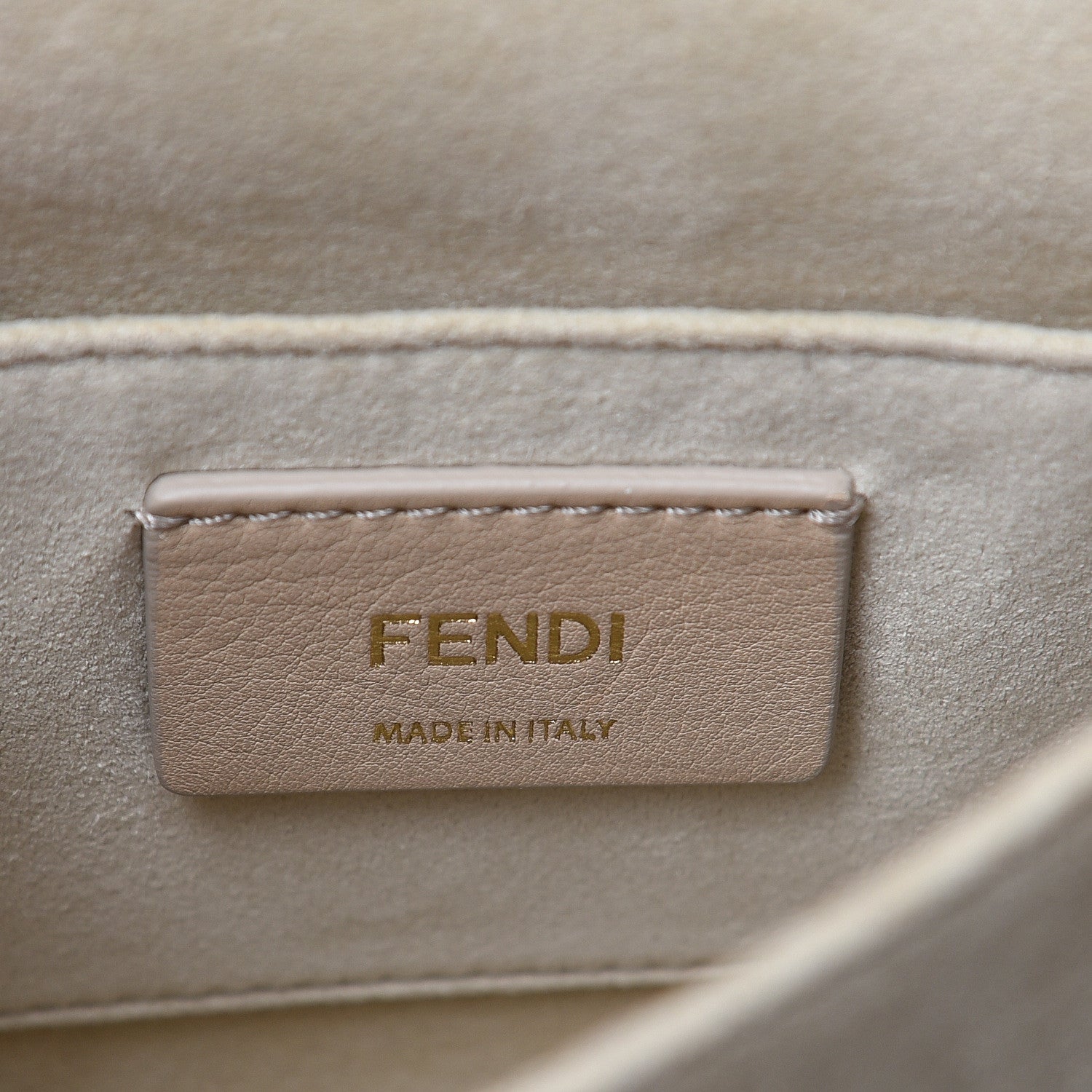 Fendi Vitello Catalan Mirror Scalloped Multi Studded Small Kan I Shoulder Bag Champagne 6 of 11