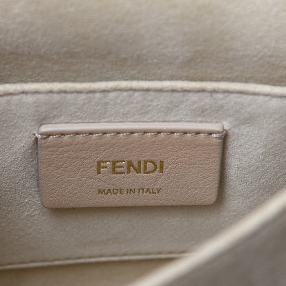 Fendi Vitello Catalan Mirror Scalloped Multi Studded Small Kan I Shoulder Bag Champagne 6 of 11