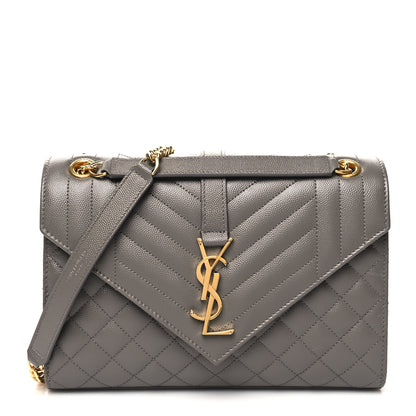 Saint Laurent Grain De Poudre Textured Mixed Matelasse Medium Triquilt Monogram Satchel Earth 1 of 9